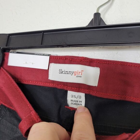 Skinnygirl Jeans The Skinny Marie Sky Black Red Coated Skinny Mid-Rise Size 25/0 - Picture 9 of 10